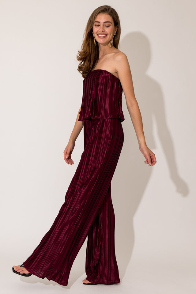 Strapless Plisse Jumpsuit