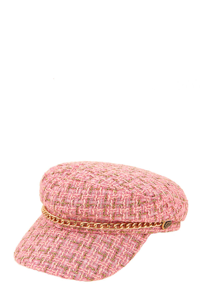 Tweed Beret Chain Hat