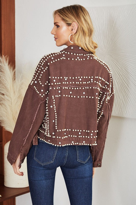 Pearl Embedded Denim Jacket