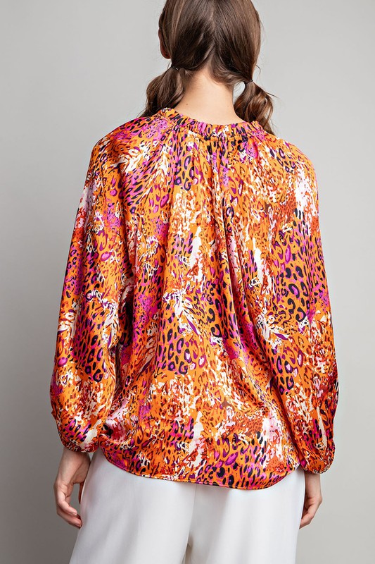 Abstract Animal Printed Blouse Top