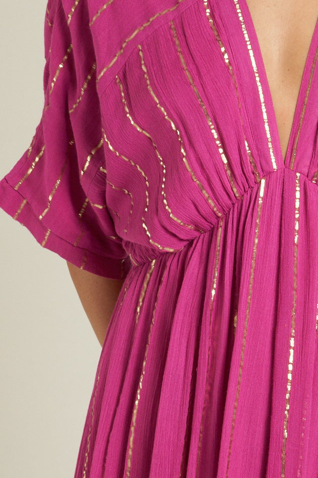 Lurex Striped Sequin Midi Dress