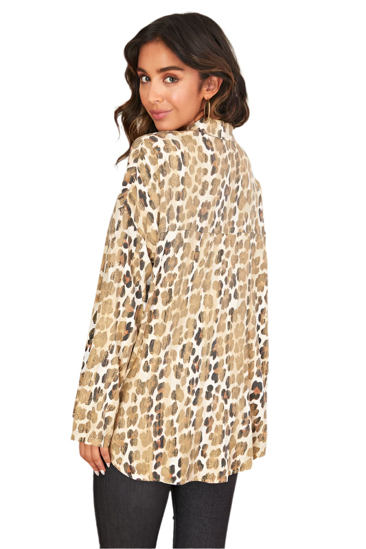 Leopard Print Gold Lurex Button Down Shirt