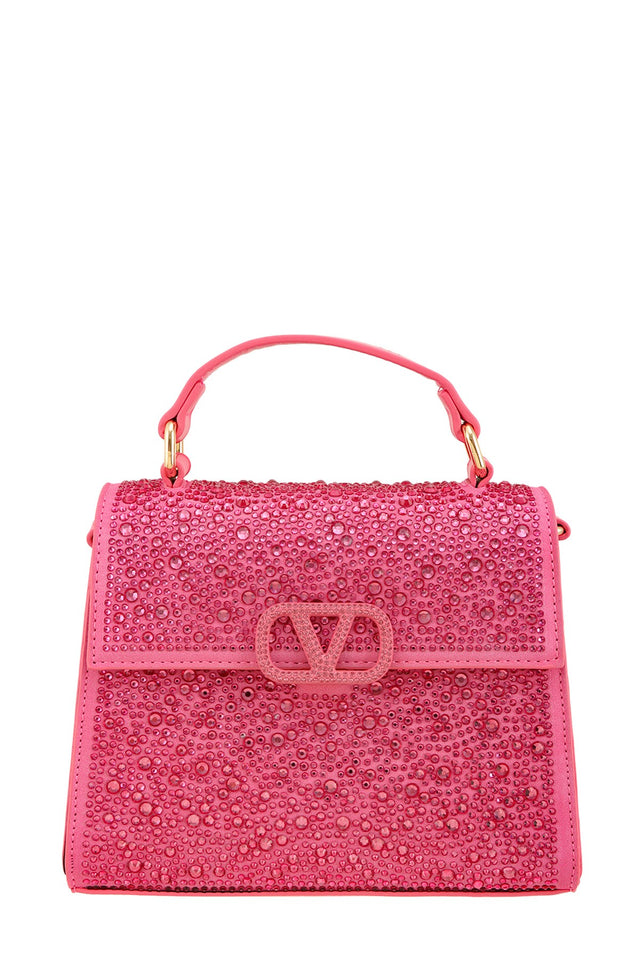 Rhinestone V Buckle Evening Bag
