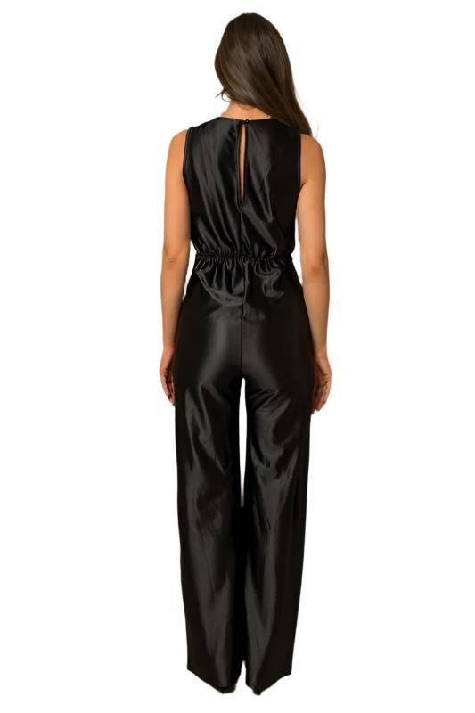 Sleeveless Elastic Waist with Side Twist Jumpsuit