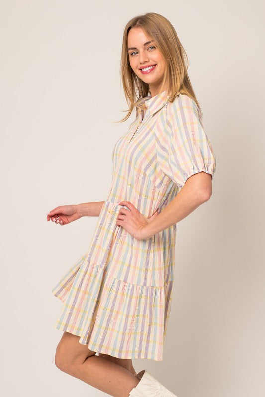 Collared Striped Mini Dress
