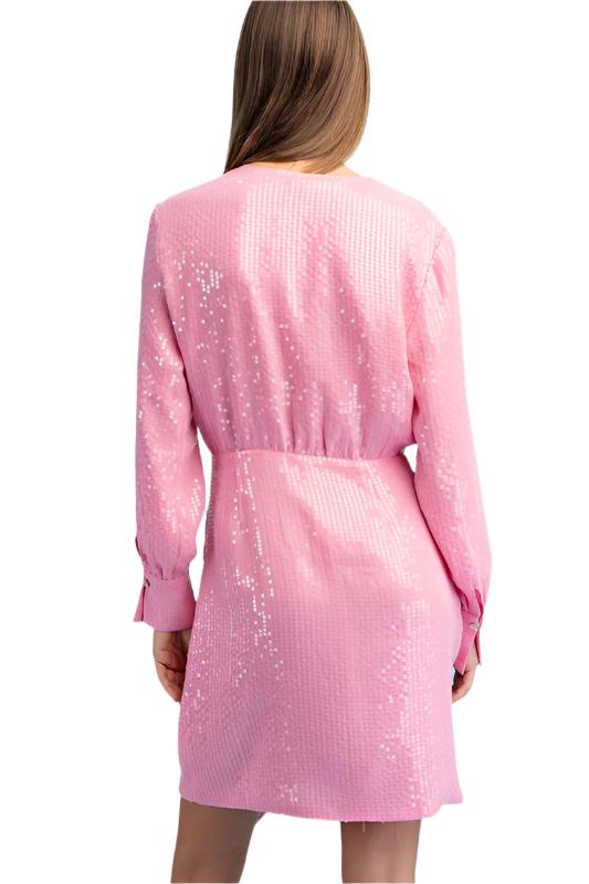 Long Sleeve Sequin Wrap Dress