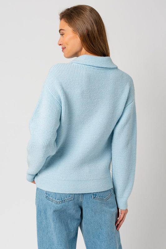 Zip Up Neck Long Sleeve Sweater