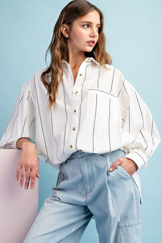 Soft Wash Striped Blouse Top