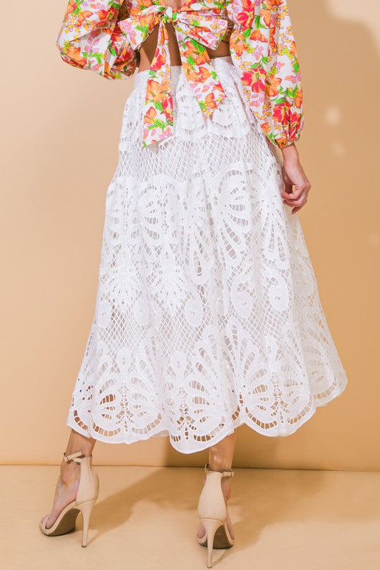 Woven Lace Midi Skirt