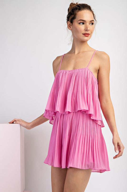 Solid Tiered Sleeveless Romper