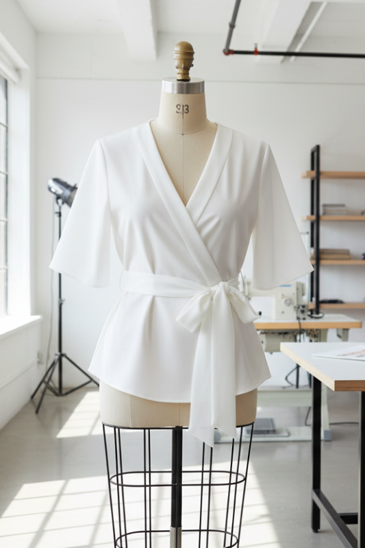 Tie front v-neck blouse