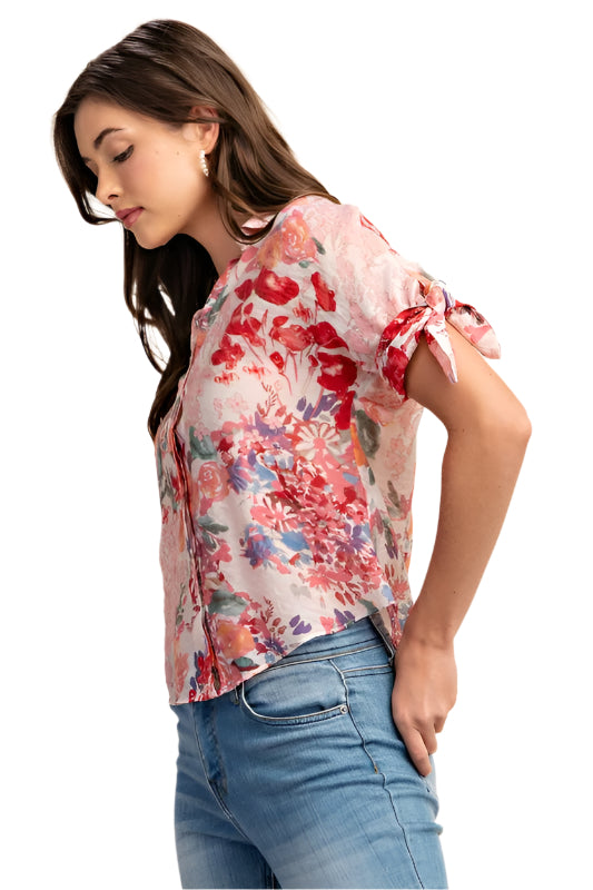 Floral Print Button Down Blouse