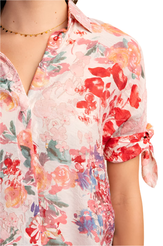 Floral Print Button Down Blouse