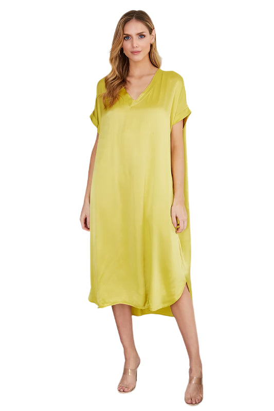 Silky Drop Shoulder V Neck Caftan