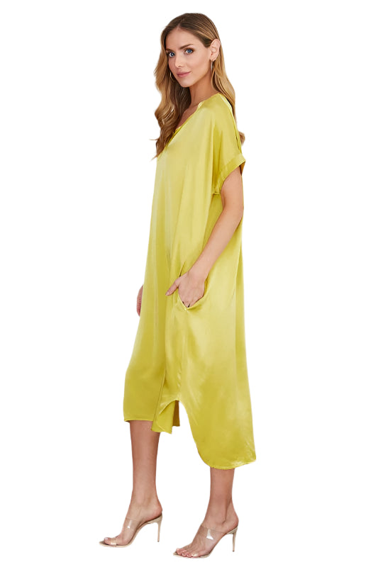 Silky Drop Shoulder V Neck Caftan