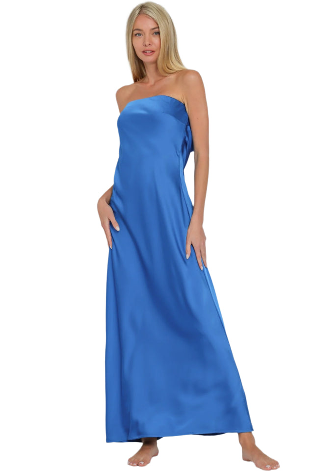 Tube Maxi Satin Dress with Tie Back