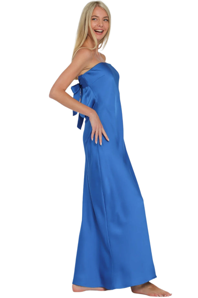 Tube Maxi Satin Dress with Tie Back