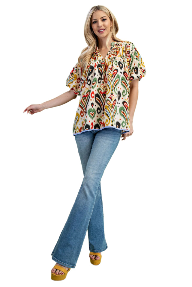 Abstract Paisley Print Top