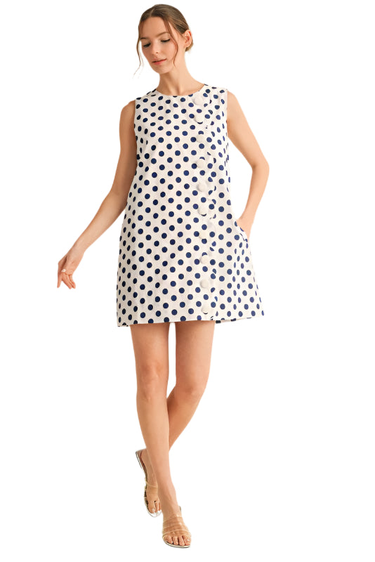 Polka Dot Print Sleeveless Dress