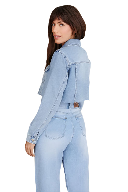 Raw Edge Crop Denim Jacket