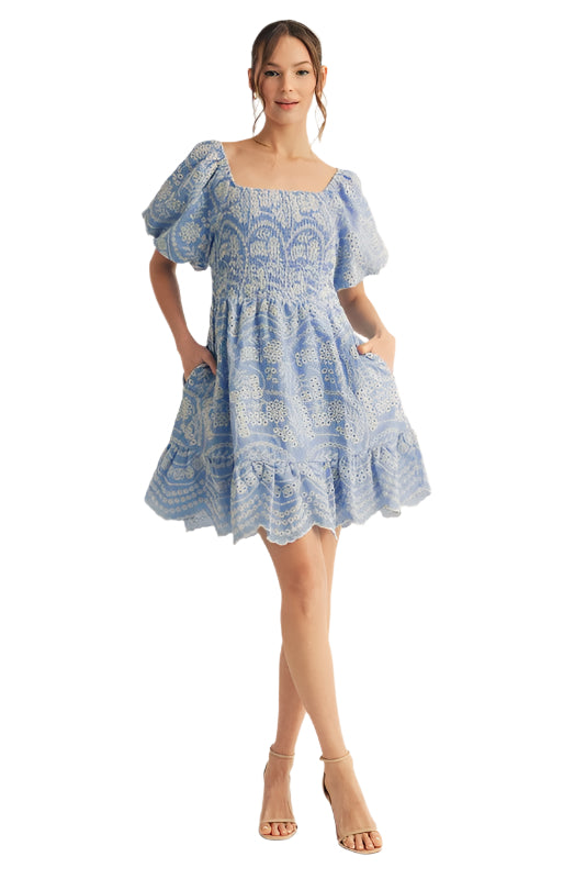 Floral Eyelet Baby Doll Dress
