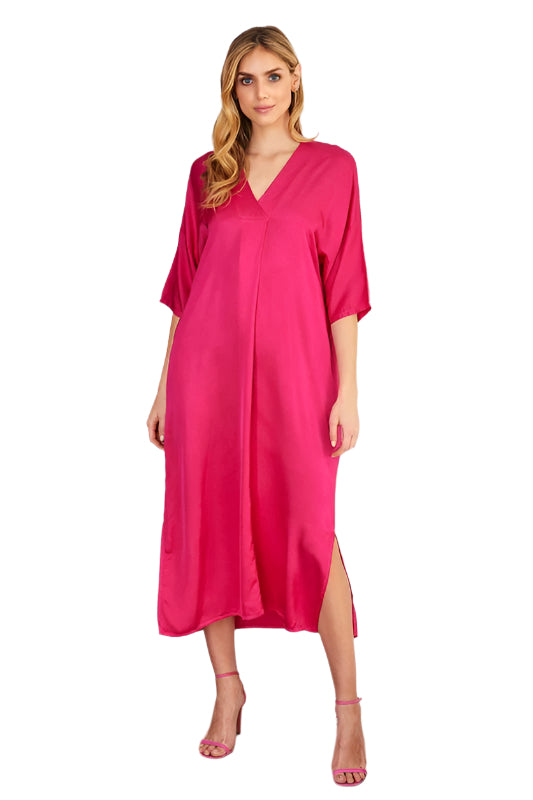 Dolman Sleeve Soft Satin Tunic Dress
