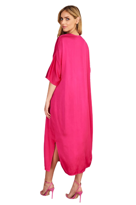 Dolman Sleeve Soft Satin Tunic Dress