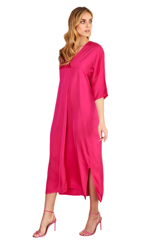 Dolman Sleeve Soft Satin Tunic Dress