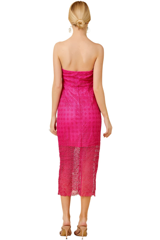 Strapless Lace Midi Dress