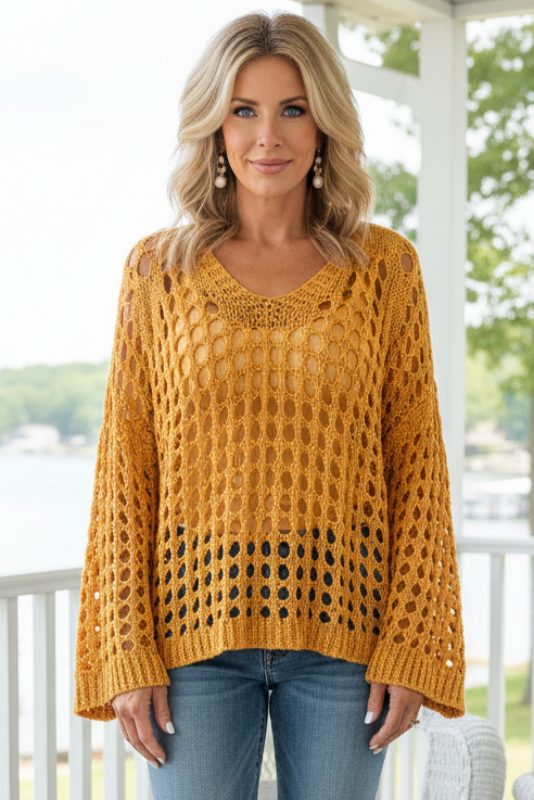 Cutout Crochet Sweater