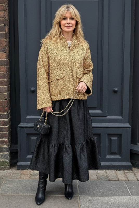 Sparkle Long Sleeve Balloon Jacket