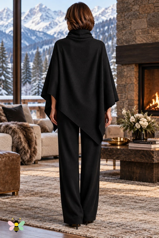 Alpine Arrival Poncho Set | Black | back
