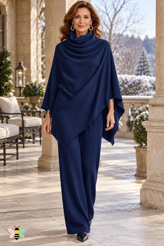 Alpine Arrival Poncho Set | Blue | front