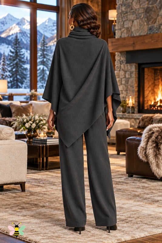 Alpine Arrival Poncho Set | Charcoal Gray | back