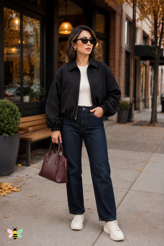 Autumn Avenue Suede-Look Cropped Jacket