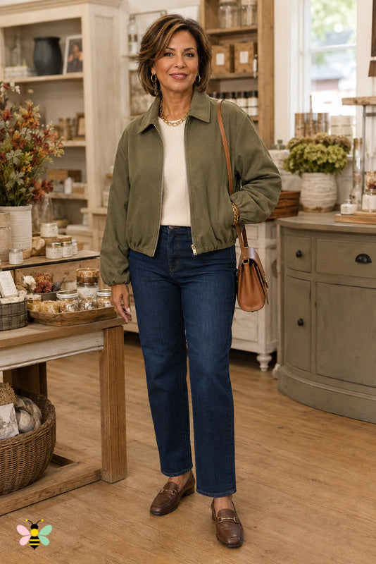 Autumn Avenue Suede-Look Cropped Jacket