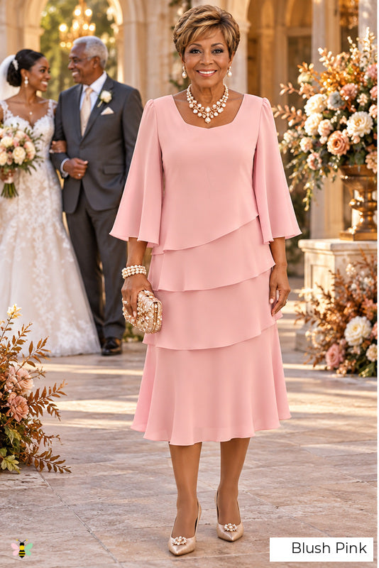 The Estate Reverie Tiered Dress | Blush Pink | front