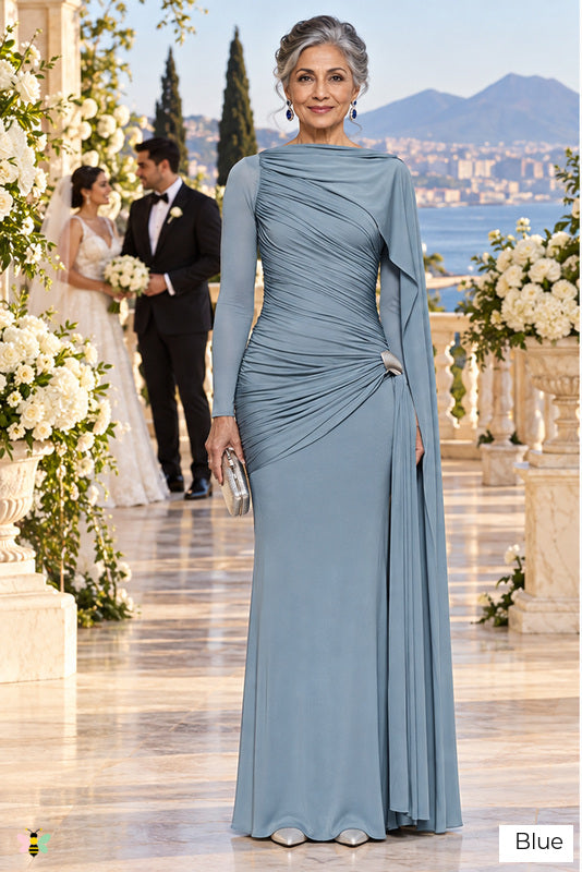 The Riviera Legacy Draped Gown | Blue | front