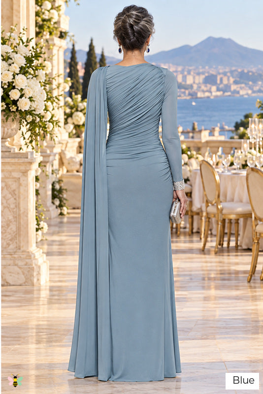 The Riviera Legacy Draped Gown | Blue | back