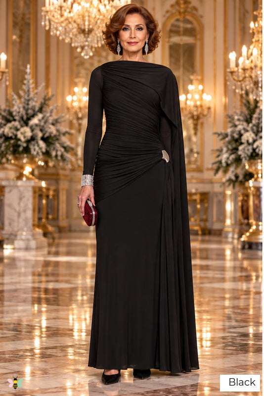 The Riviera Legacy Draped Gown | Black | front