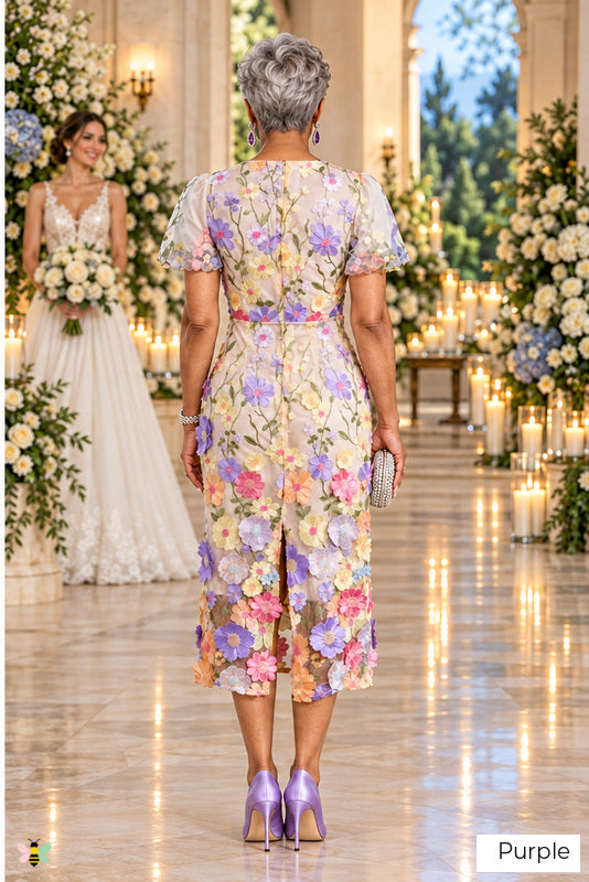 The Garden Heirloom Embroidered Midi Dress | Purple | back