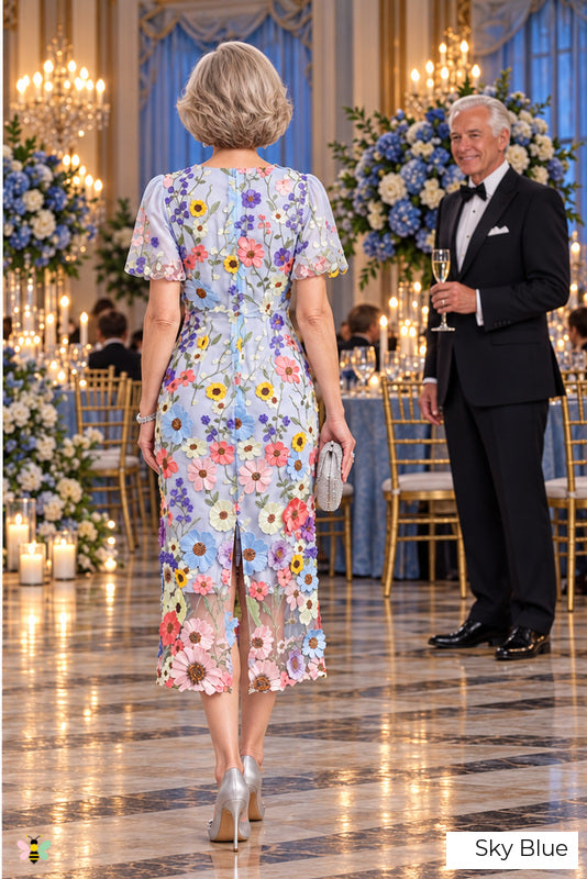 The Garden Heirloom Embroidered Midi Dress | Sky Blue | back