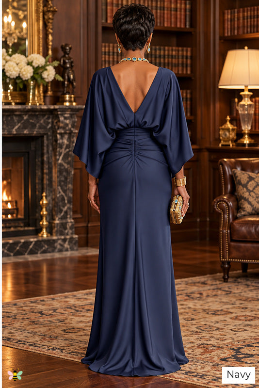 The Grand Salon Draped Gown | Navy | back