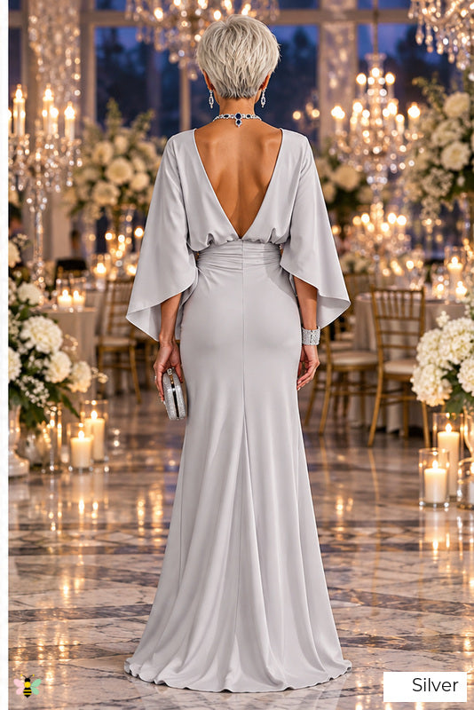 The Grand Salon Draped Gown | Silver | back
