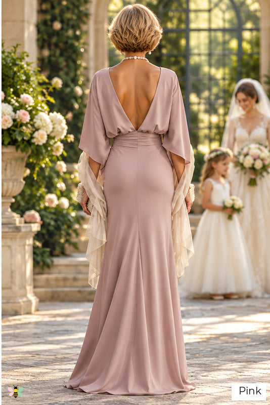 The Grand Salon Draped Gown | Pink | back