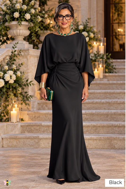 The Grand Salon Draped Gown | Black | front