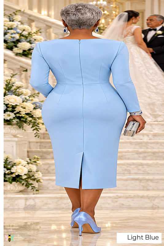 The Rosewood Heirloom Appliqué Dress | Light Blue | back