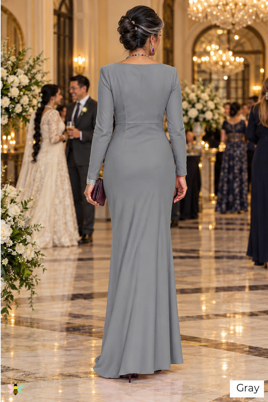 The Candlelight Sonata Twisted-Waist Gown | Gray | back