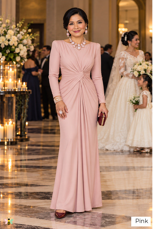 The Candlelight Sonata Twisted-Waist Gown | Pink | front