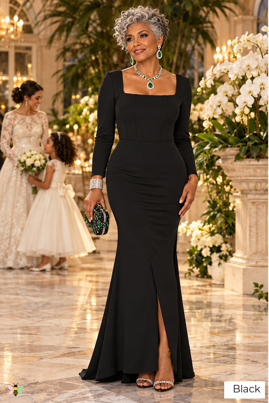 The Estate Evening Square-Neck Gown | Black | front